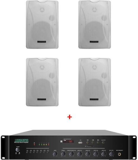Dsppa Restaurant Sound System Package 120w Wall-mounted Fm Radio + Usb Stick + Sd Dsppa Mp212u + 4xdsp8063