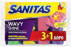 Sanitas Wavy Shine Σετ Σφουγγάρια Πιάτων 4τμχ