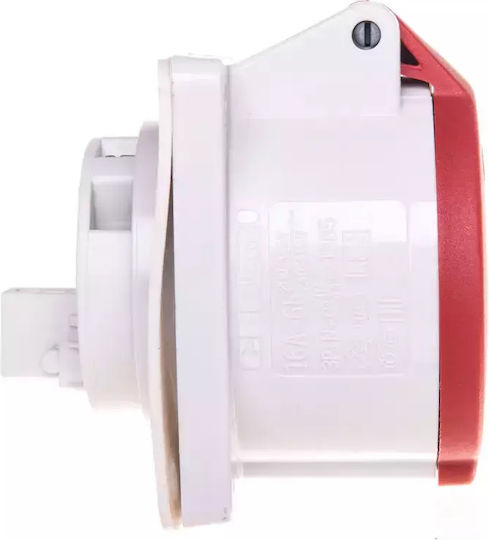 Plaque Socket Straight 5p 16a 400v Red Ip44 1385 Men1385
