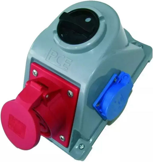 Socket Switch Combo-pol 16A/4P 3P+Z 400V +1x230V IP44 Outlet 0-1