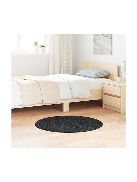 vidaXL Antiderapant Covor De exterior Rotund Black Grey