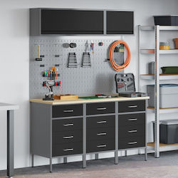 Vidaxl Σετ Εργασίας 8 Τεμαχίων Μαύρο Χάλυβα Black
