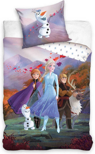 Disney Frozen Anna And Elsa Set Kids Duvet Cover Single with Pillowcase Cotton Multicolored 140x200cm