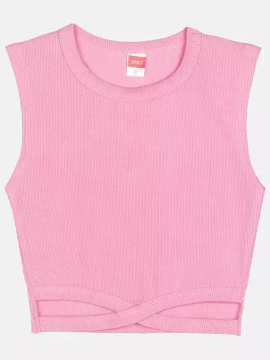 Joyce Παιδικό Crop Top Αμάνικο Ροζ