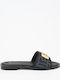 Leather Women's Flat Sandals in Black Color