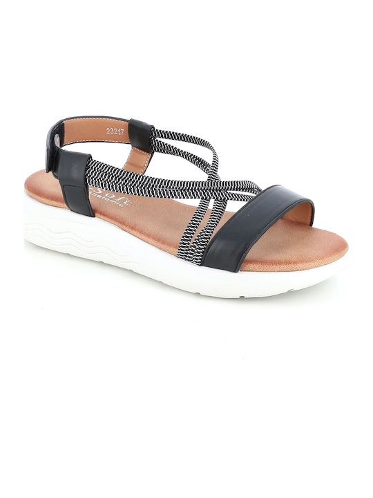 B-Soft Women's Flat Sandals Anatomic in Black C...