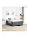 Double Bed Base Upholstered with Light Gray Fabric with Slats for Mattress 140x200cm
