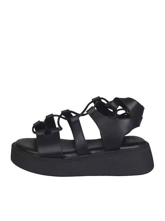 Damen Flache Sandalen Schwarz