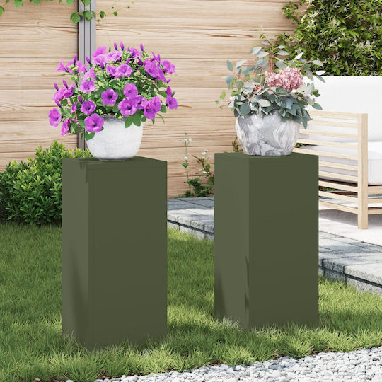 vidaXL Suporturi de plante Metalice Kaki 24bucx24bucx55buccm. 2buc