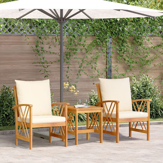 Garten- und Outdoor-Möbelsets Typsatz Wohnzimmer 3 Stücke Creme mit Kissen