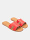 Women's Flat Sandals in Red Color