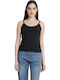 Women's Crop Top with Straps Black
