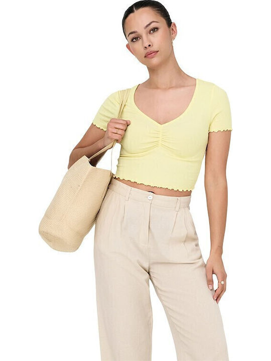 Only Life Women's Crop Top Cotton with V Neckli...