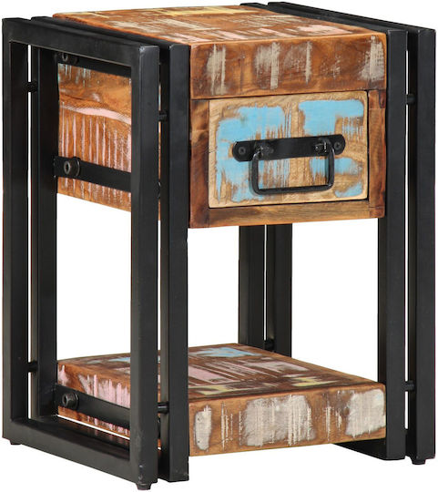Wooden Bedside Table with Metal Legs Multicolour 40x40x40cm