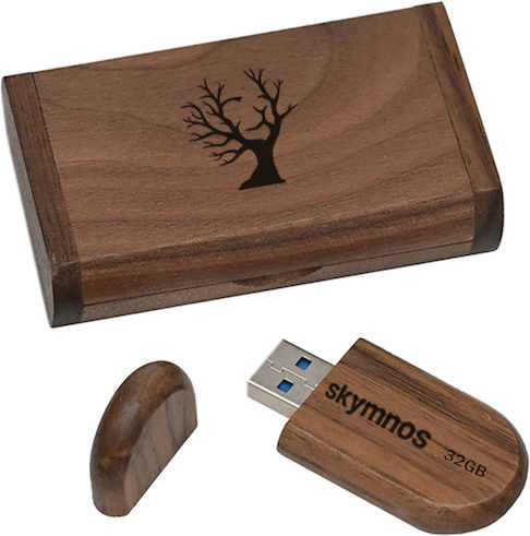 Skymnos Wooden 32gb Usb 3.0 Stick Καρυδιά