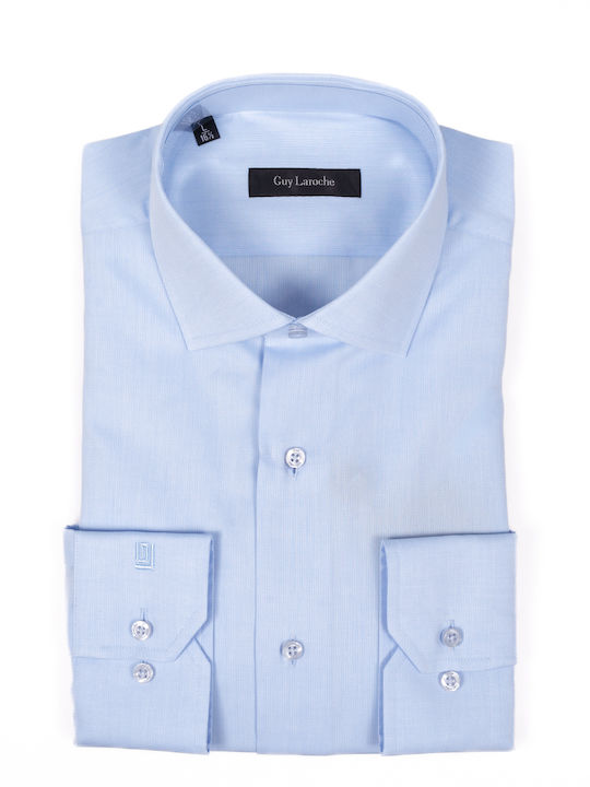 Guy Laroche Long-sleeved Cotton Shirt Blue