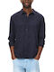 Long-sleeved Linen Shirt Blue