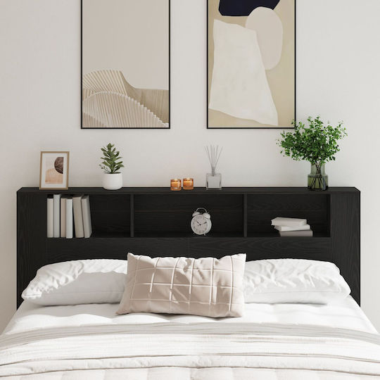 vidaXL Wooden Bed Headboard Black Oak 200x104.5cm