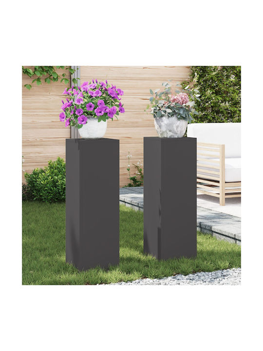 vidaXL Set 2 Pots Metal Black