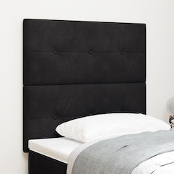 vidaXL LED Тапицирана Табла за Легло Черна 80x88cm