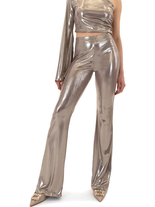 Zoya Women's High-waisted Fabric Trousers Bell with Elastic Gold Zoya Women's High-waisted Fabric Trousers Bell with Elastic Gold