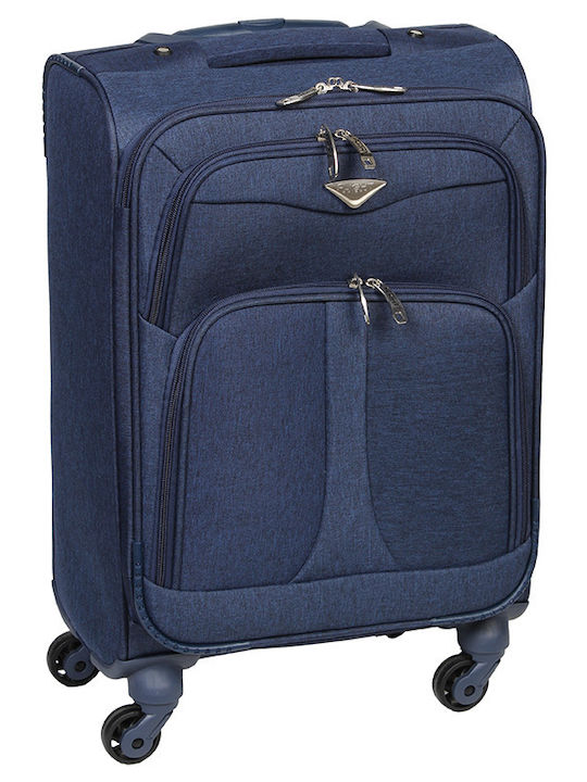 Keskor Medium Blue Fabric Suitcase With 4 Wheels Height 58cm