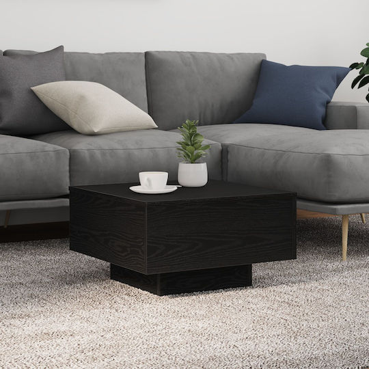 Square Central Wooden Coffee Table Black Oak W55xL55xH31cm