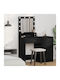 Floor-Standing Makeup Dressing Table Wooden Black Oak with Mirror 50x41x135cm