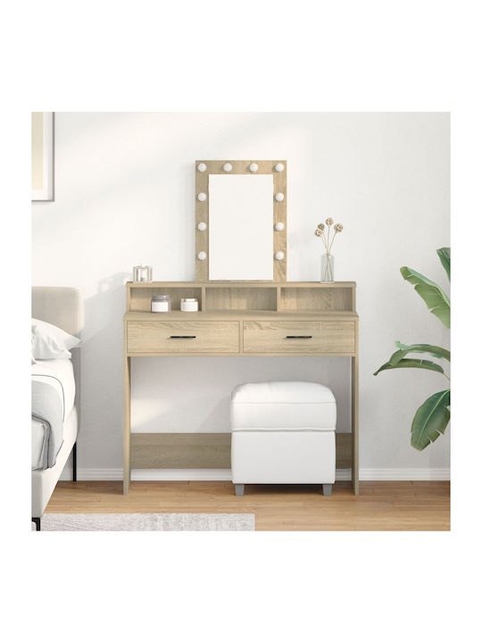 Wooden Makeup Dressing Table Somano Oak with Mi...
