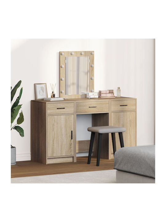 Wooden Makeup Dressing Table Upper Chocolate with Mirror 50x41x135cm