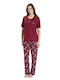 Pijadore Sommer Damen Pyjama-Set Burgundy