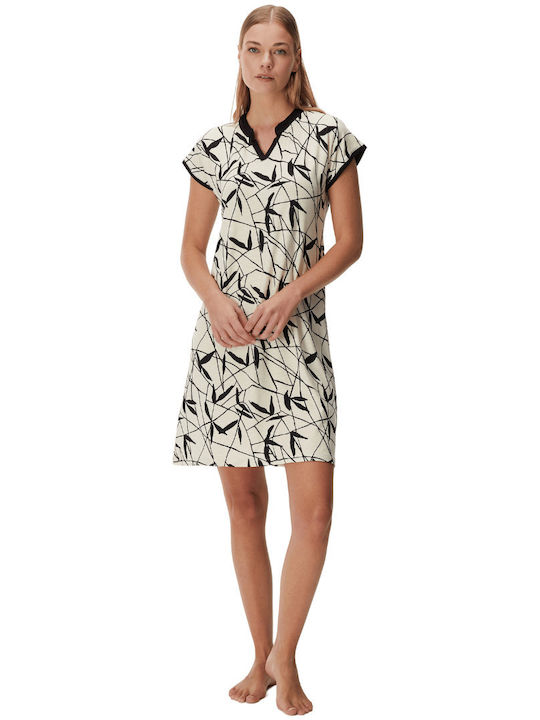 GoldenBay Summer Women's Nightdress Ecru-black