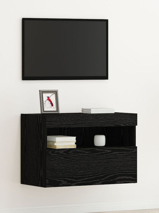 TV Stand with LED Lighting Black Oak L60xD30xH40cm