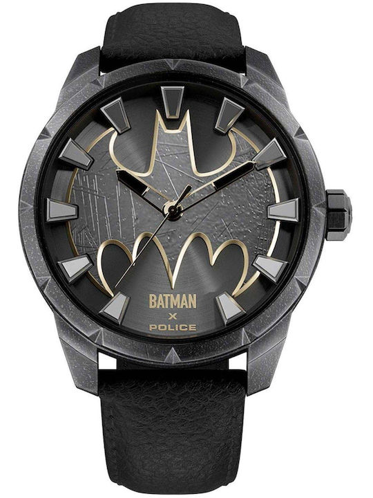Police Batman Men's Watch Battery with Black Le...