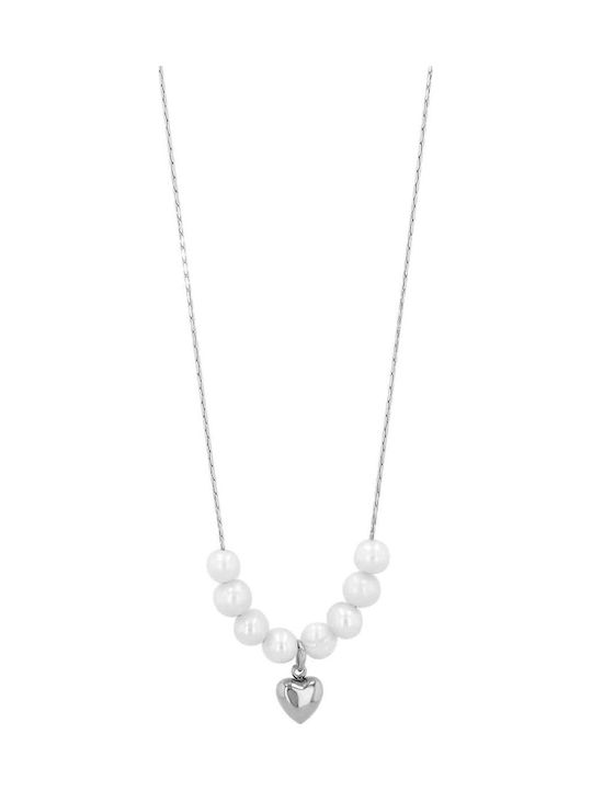 Akzent Necklace with design Heart from Steel with Pearls