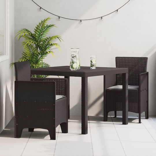 Outdoor Armchair Plastic Coffee 3pcs