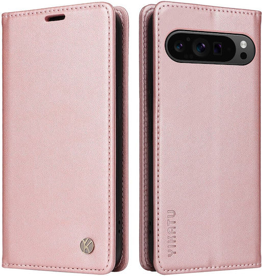 Yikatu Book Piele artificială / Silicon Rose Gold (Google Pixel 9 Pro XL)