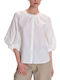 Langärmelig Damen Hemd White