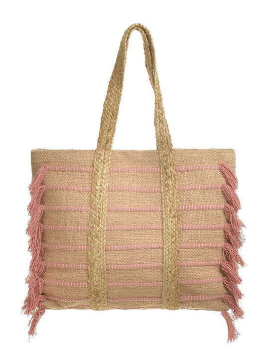 Ble Resort Collection Raffierte Strandtasche Rosa