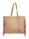 Ble Resort Collection Raffierte Strandtasche Rosa
