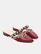 Flat Mules in Burgundy Color