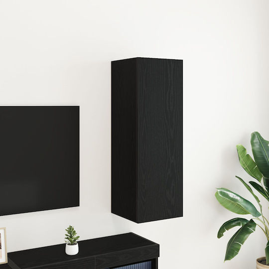 Wall Mounted Living Room Cabinet Made of Particle Board Black Oak 30.5x30x90cm