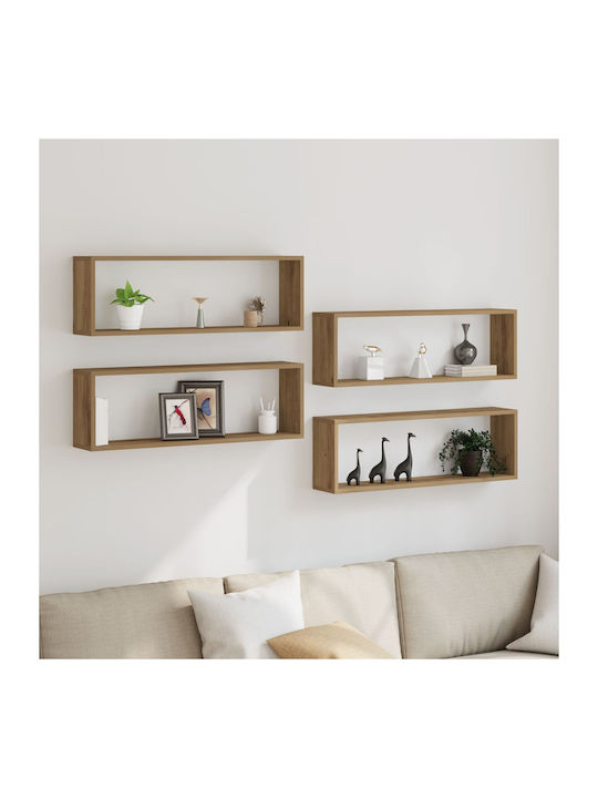 Wall Shelves Artistic Oak (4 Pieces) 80x15x26cm