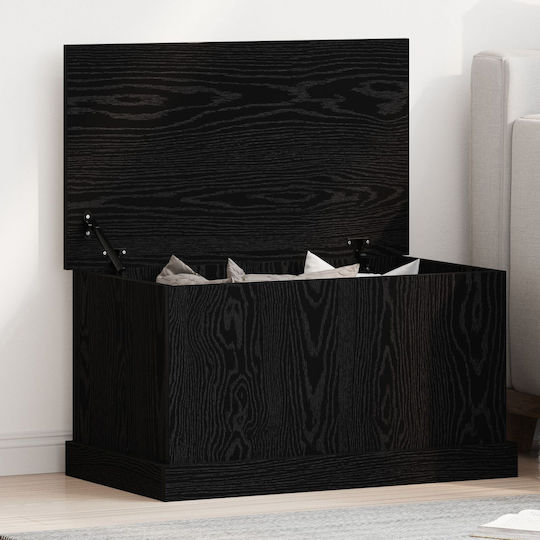 vidaXL Wooden Storage Box with Lid Black 70x40x38cm 1pcs