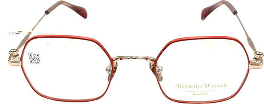 Alexander Wintsch 6177 C4 Women's Metal Prescription Eyeglasses Geometric Red-Gold