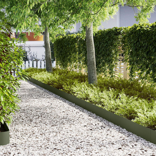 vidaXL Bordură de Grădină din Metal în Culoarea Verde 1.0m x 20cm