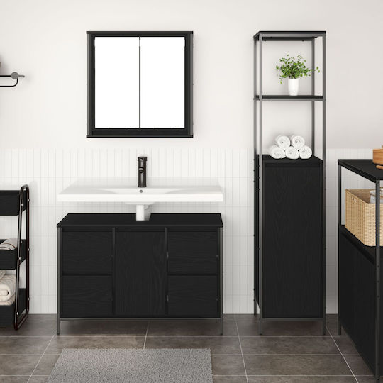 vidaXL Шкаф със Мивка Д90xШ34.5xВ60см Black Walnut