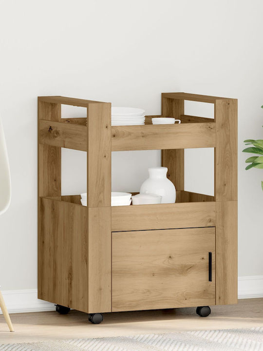 vidaXL Wooden Kitchen Trolley 3 Tiers Brown 60x...