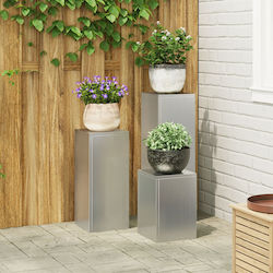vidaXL Ανθοστήλες Μεταλλικές Γκρι 24x24x35εκ. 3τμχ