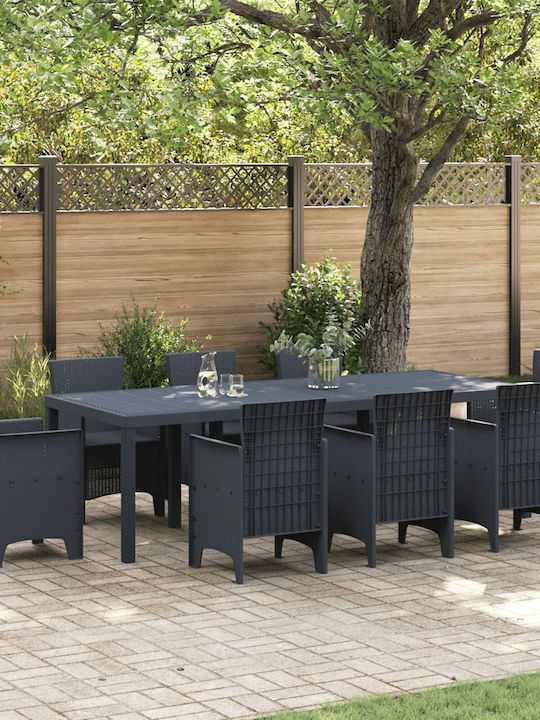 Τραπέζι Εξωτερικού Χώρου Rattan Ανθρακί 250x100...